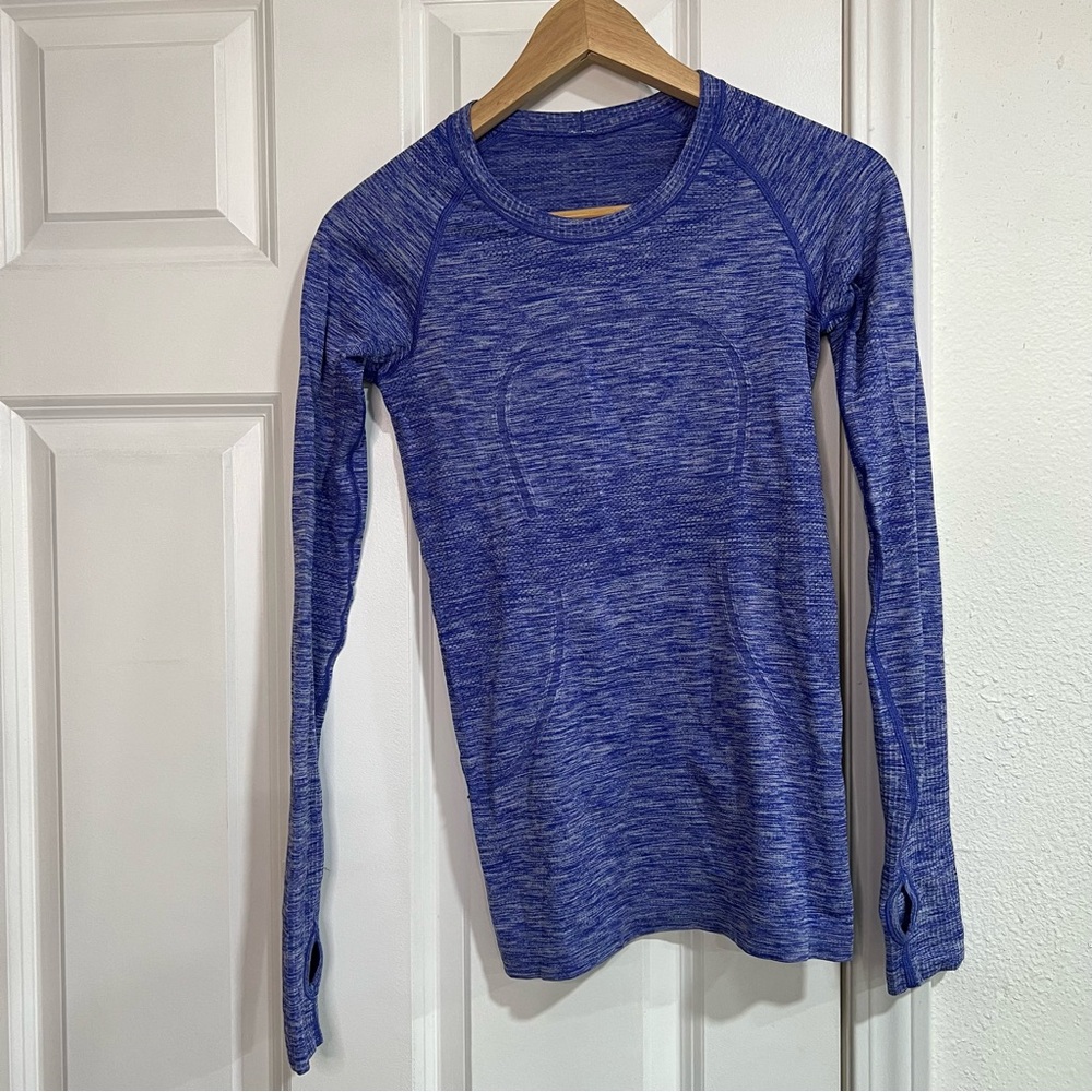 Lululemon Athletica Blue Swiftly Tech Heathered Long Sleeve Top size 4